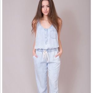Love stitch denim jump suit
